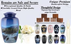 Urna de cremación con diseño de Río hecha a mano para cenizas humanas adultas, urna funeraria y funeraria con bolsa de terciopelo, urna decorativa para cenizas conmemorativas - Product Image 3