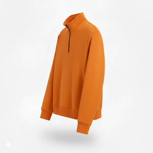 Fall Winter Man Outfit Fashion Half Zip Plain Color Casual Hoodies <b>Men</b> Sweatpants Hot Trending <b>Orange</b> Outfits - Product Image 2