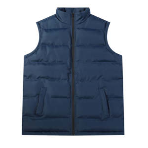 New Fashion Wholesale Unisex Custom Sleeveless Puffer Vest Warm Winter Outdoor Canvas Stand Collar Front Logo <b>Jacket</b> - Product Image 5