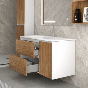 Luis NordikFlat bagno vanità con due cassetti e porta laterale 91x46 xh55.5 cm miele colore Base lavabo dimensioni confezionate - Product Image 3