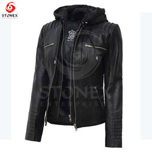 Chaqueta de cuero para mujer de piel auténtica de oveja de primera calidad con diferentes diseños y colores. - Product Image 2