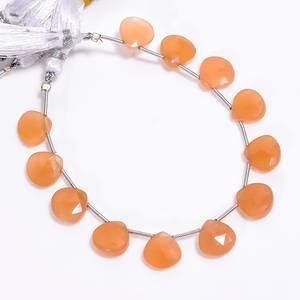Perles de pierres précieuses en pierre de lune de pêche naturelle, forme de cœur facetté, briolette, pour la fabrication de bijoux, brins, cordes, 8 mm, pierres en vrac - Product Image 2