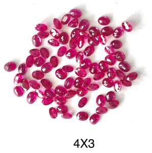 หินทับทิมสีชมพูแดงธรรมชาติขนาด3มม. 4*3มม. อัญมณีอัญมณีอัญมณีเจียระไนทรงรี4*3มม. เครื่องประดับอัญมณีทำจากทองแข็งละเอียด AAA - Product Image 1