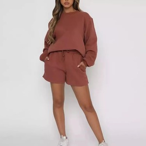 2025ชุดฤดูร้อนของผู้หญิงชุด2ชิ้นเสื้อสเวตเชิ้ตและชุดสั้นขนาดใหญ่กว่าปกติเสื้อกันหนาวกางเกงขาสั้นชุดเหงื่อ - Product Image 2