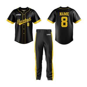 Ensemble d'uniformes de baseball personnalisés Chemises avec bande d'impression de logo par sublimation Vêtements de baseball et softball Maillots de baseball brodés - Product Image 1