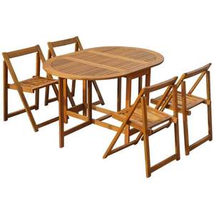 Élégant ensemble de salle à manger ovale pliable en bois avec 4 chaises compactes, parfait pour les espaces intérieurs et extérieurs, facile à ranger et à assembler - Product Image 1