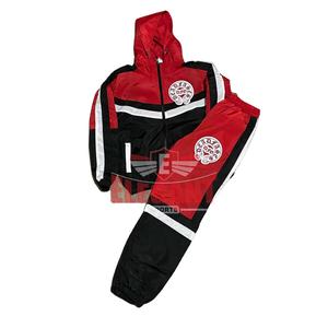 Conjunto Deportivo de Nailon para Hombre, Conjunto de Dos Piezas Cortavientos de Poliéster, Chaqueta Deportiva con Cremallera y Pantalones Deportivos con Parches, Logotipo Personalizado - Product Image 1