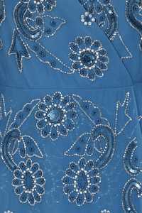 Vestido de Noche de Gala para Adultos, Estilo Trompeta, Escote Redondo, Color Sólido, Adornado con Bordado a Mano, Flecos de Cuentas y Lentejuelas, Mangas Cortas - Product Image 4