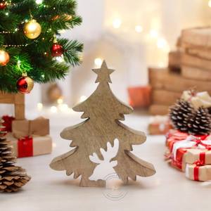 Décoration de table de Noël en bois, ornement festif artisanal, finition naturelle durable, élégant pour la décoration de la maison pendant les fêtes - Product Image 2