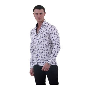 Camisa Oxford Blanca Casual para Hombre, Corte Ajustado, Transpirable, Talla 3XL, con Diseño Colorido de Campamento, Caravana y Naturaleza, Formal - Product Image 5