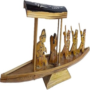 เรือไม้บ้านทำด้วยมือขนาดเล็กที่ไม่ซ้ำกันสำหรับตกแต่งบ้านของขวัญสำหรับเทศกาลอีสเตอร์ครบรอบ Diwali (แพ็ค1ชิ้น) - Product Image 4