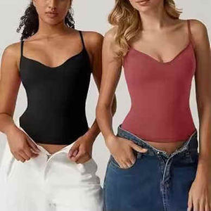 Wholesale 2026 Women's Gym Yoga Crop <b>Tank</b> Top V-Neck Quick Dry Slim Fit Solid for Camisole Plus Size Sets - Product Image 6
