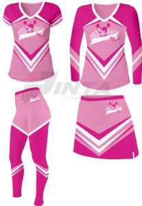 Uniforme de cheerleading bicolore en gros fabriqué au Pakistan pour femmes - Product Image 2