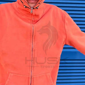 เสื้อมีฮู้ดสำหรับผู้ชายซิปแบบเต็มหน้าสำหรับฤดูหนาวผ้าฟลีซปักโลโก้ด้วยด้ายกำมะหยี่สไตล์ฮิปฮอป - Product Image 6