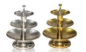 ขาตั้งเค้กโลหะชุบเงินสไตล์อาหรับแบบใหม่ปี 2023 เป็นมิตรกับสิ่งแวดล้อม ดีไซน์พรีเมียม สำหรับเสิร์ฟคัพเค้ก บรรจุภัณฑ์แบบถุง OPP วางบนโต๊ะ - Product Image 3