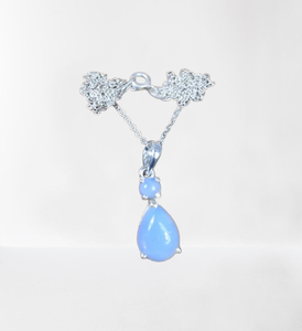 Pendentif en pierre précieuse opalite laiteuse 925 pendentif en argent Sterling fait à la main 925 timbre parfait cadeau de mariage pendentif bijoux - Product Image 1