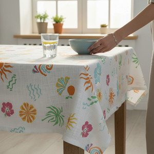 Luxury Cotton <b>Tablecloth</b> Floral Pattern Customizable <b>Square</b> Shape Eco-Friendly Washable Durable Elegant Dining Sustainable Home - Product Image 2