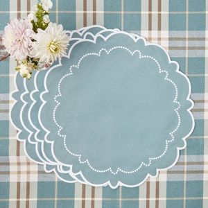 Luxury style linen <b>table</b> <b>placemat</b> with premium embroidery work for upscale <b>dining</b> home decor reusable washable - Product Image 6