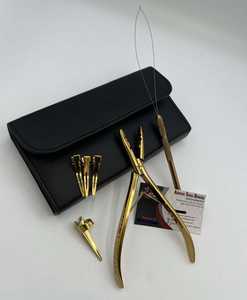 Pince multifonctionnelle dorée, kit d'outils pour extensions de cheveux, impression de logo personnalisée, prix de gros, service OEM - Product Image 5
