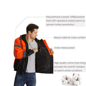 Chaqueta de manga larga de alta visibilidad personalizada seguridad naranja Hi Vis con chaquetas con logotipo a la venta buena calidad - Product Image 4