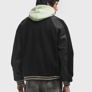 Chaqueta de Béisbol para Hombre de Primera Calidad, Logotipo Personalizado, Informal, Manga Larga, Lana Pura, Cierre de Cremallera, Forro Acolchado, Cuello Alto, Estilo Universitario - Product Image 3