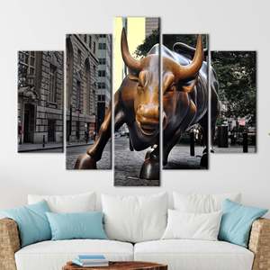 Vibrant New York Landscape Art Canvas - Flat Printed Artwork,5P Mix:Gallery <b>Wrap</b> - Product Image 1