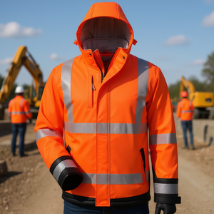 เสื้อแจ็คเก็ตอุปกรณ์นิรภัยและเอาชีวิตรอดแบบซอฟต์เชลล์สีส้ม/ดำ ลูกัส รุ่น ELYSEE ที่มองเห็นได้ชัดเจน - Product Image 3