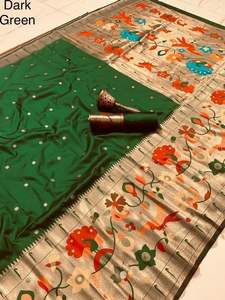 Sari Paithani Azul de Mezcla de Seda Tejida para Mujer, Diseño de Diseñador, para Fiestas, por Fabzone - Product Image 4