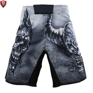SI <b>Men's</b> MMA Fight <b>Shorts</b> Skull Pattern Printed Quick Dry Polyester Mid Waist Drawstring Closure <b>Smart</b> Casual Sporty <b>Shorts</b> - Product Image 1