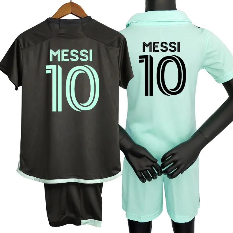 2024 Logo personnalisé noir maillot de football ensemble respirant homme MESSI enfants Football Kit ensembles pour les prix de gros