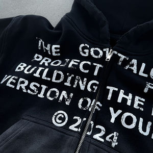 Strass pull à capuche personnalisé lavage à l'acide hommes sérigraphie Logo lourd polaire Vintage en détresse hiver 100% coton - Product Image 3