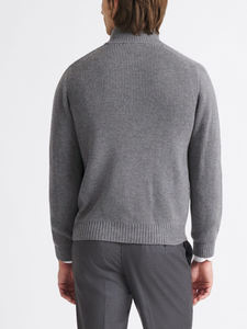 Suéter de punto personalizado al por mayor con cremallera, suéter de punto de color liso con cremallera, suéter de algodón de manga larga tipo jersey - Product Image 4