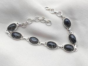 Pulsera de Plata de Ley 925 con Cuarzo Rutilado Negro, Ajustable, con Piedras Preciosas, para Mujer, Estilo Artesanal, Bohemio, Étnico, a la Moda - Product Image 2