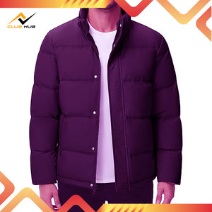 Manteau d'hiver pour hommes résistant à l'eau coupe-vent veste isolée fermeture à glissière conception chaude bouffante motif solide technique de teinture unie - Product Image 4