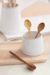 Porta Utensilios de Cocina de Cerámica Blanca |   Contenedor de Almacenamiento Duradero para Cucharas y Espátulas |   Organizador de Utensilios de Cocina para Encimera - Product Image 6