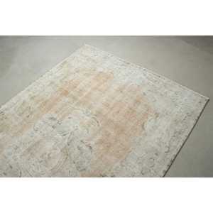 พรมวินเทจตุรกี ขนาดใหญ่ 5.1x8.6 ฟุต (155x263 ซม.) พรมขนสัตว์สีขาวลายนามธรรม - Product Image 5