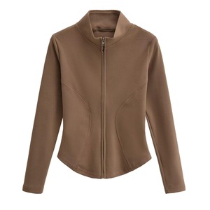 Top de Yoga Personalizado Transpirable de Spandex/Nailon, Talla Grande, Chaqueta Deportiva para Mujer, Ropa de Entrenamiento Suave, Media Cremallera en Contraste - Product Image 5