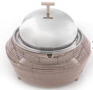 Casserole en métal à couvercle en acier d'aspect moderne Réchauffeur d'aliments Buffet de fête Ustensiles de cuisine pour la maison Hôtel et mariage Casserole à usage de serveur de nourriture - Product Image 4