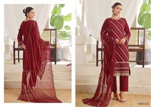 Bin Hameed NAINA luxe brodé pelouse 2025 03 pièces cousu embelli Salwar Kameez ensemble séchage rapide hiver pantalon décontracté - Product Image 4