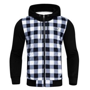 Sweats à capuche vintage décontractés à carreaux en flanelle de créateur pour hommes, chemises à manches longues et col boutonné pour hommes avec fermeture éclair sur le devant - Product Image 5