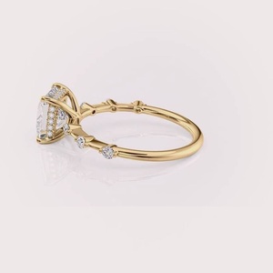 Anillo de Compromiso con Diamante Cultivado en Laboratorio, Corte Princesa, Certificado por IGI, Oro Blanco/Rosa y Amarillo de 9K, con Diamantes Laterales, Anillo de Novia - Product Image 4