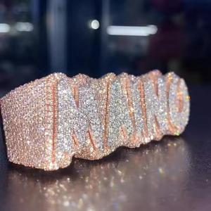 11.00Ct Ice Out Round Cut Diamond VVS Moissanite Hip Hop Bague de mariage en or blanc pour homme en argent sterling 925 - Product Image 1