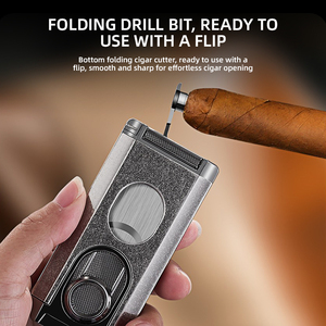 Accendino Grande <span class=keywords><strong>in</strong></span> Metallo Personalizzato JH, Pronto per l'Ordine, Ricaricabile, Antivento, con Torcia, Coltello e Punzone Tutto <span class=keywords><strong>in</strong></span> Uno per Sigari e Fumo - Product Image 4