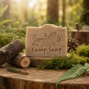 Jabón Artesanal de Proceso en Frío Happy Camper - Jabón Natural Hecho a Mano por Fire Lake Soapery - Product Image 1