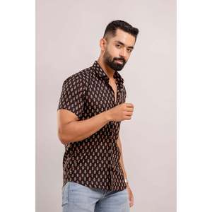 Chemise en lin rayée à boutons pour homme 100% coton - Manches courtes Respirante Taille 6XL - Product Image 3