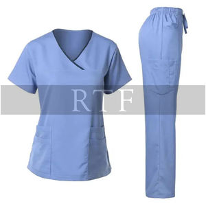 Women's Stretch Scrub Set , Medical Uniform With Contrast Binding Top and Pants b by <b>Raw</b> to Fine - Product Image 6