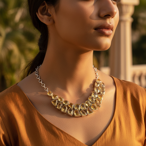 Collier en argent 925 pour femmes avec pierre précieuse citrine, bijoux en cristal - Product Image 3