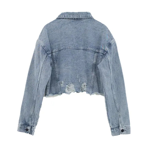 Veste en jean décontractée pour femmes de haute qualité pour l'été Design de mode Streetwear confortable avec décoration de bouton Techniques lavées - Product Image 2