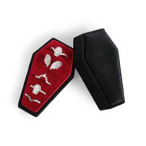 Jeulia Vintage Elegant Black Velvet 6-Slot Coffin <b>Ring</b> <b>Box</b> - Product Image 1