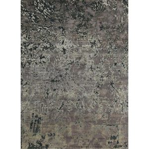 พรมขนสัตว์สีเทาและสีดำลาย Pansy รุ่น Spr-701 ทอมือแบบ Abstract Flat Weave สำหรับห้องนั่งเล่น ห้องโถง ทางเดิน รูปทรงสี่เหลี่ยมผืนผ้า ทำจากเส้นใยปอกระเจา - Product Image 1